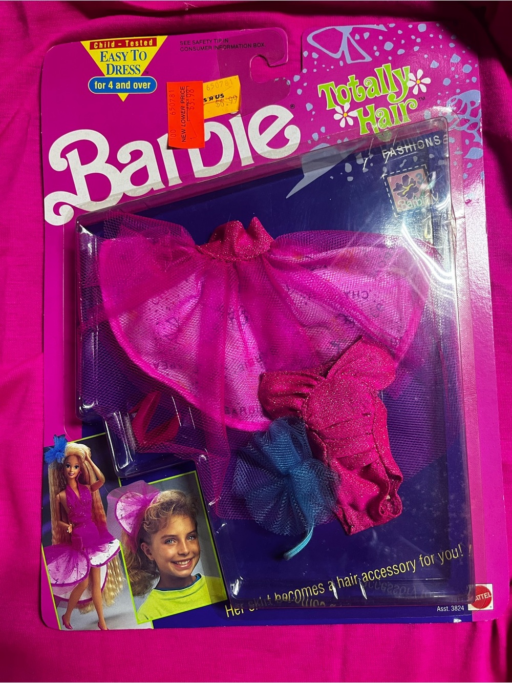 NRFB 1991 Mattel Barbie "Totally Hair Fashions" (Model #3811) Neon 90s